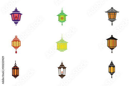 Fanoos silhouette vector . Ramadan lentern silhouette vector illustration.