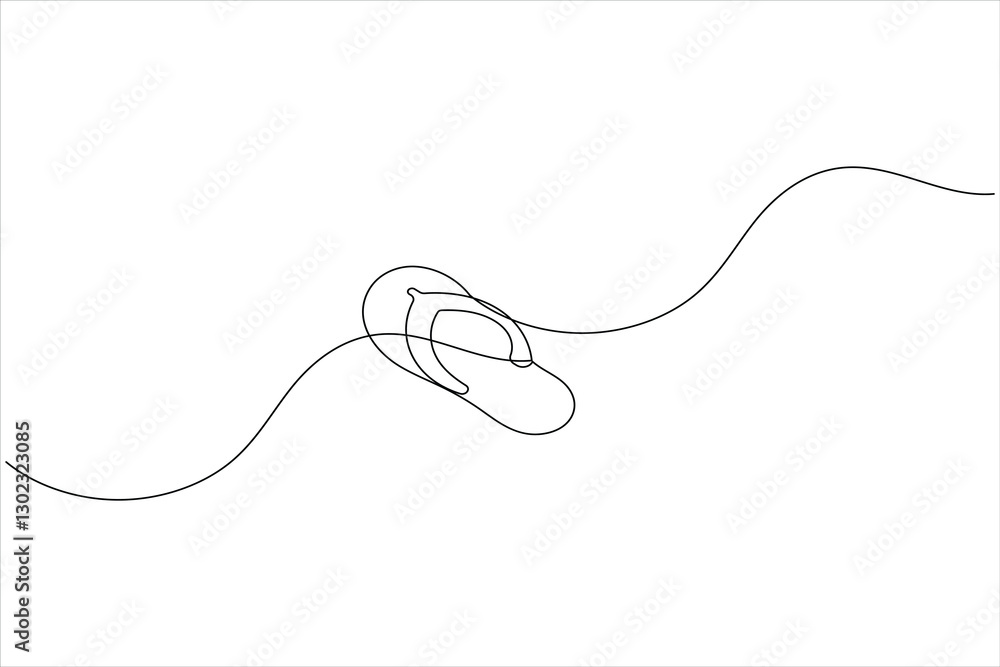 Beach slippers sandals one line art drawing and minimalist style isolate outline vector icon Beach slippers sandals one line art drawing and minimalist style isolate outline vector icon