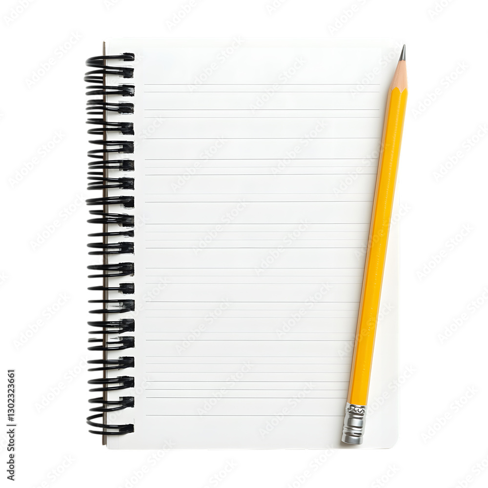 notepad and pencil, isolated on white background notepad and pencil, isolated on white background