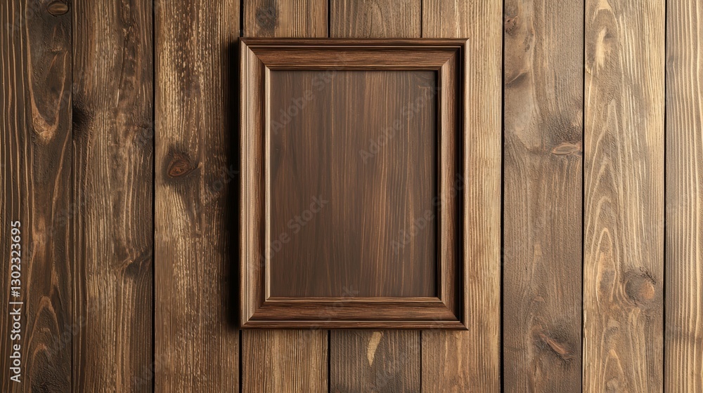 Wooden frame on a wooden wall. Empty frame for text or image. Mockup. Wooden frame on a wooden wall. Empty frame for text or image. Mockup.