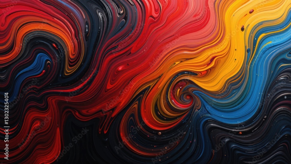Vibrant Abstract Swirls of Red, Orange and Blue with Textured Layers in a Rich Dark Background Vibrant Abstract Swirls of Red, Orange and Blue with Textured Layers in a Rich Dark Background