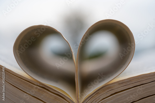 Buchseiten in Herzform
