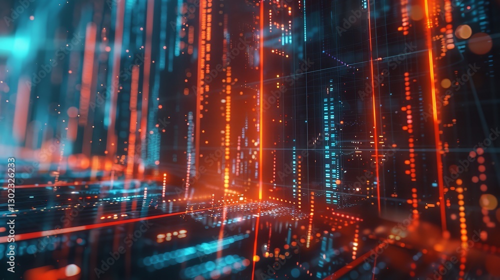 Naklejka premium Data Visualization Dashboard with Real-Time Analytics in a Futuristic Interface