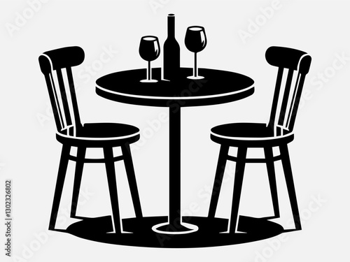 Dining Table Silhouette Vector Illustration