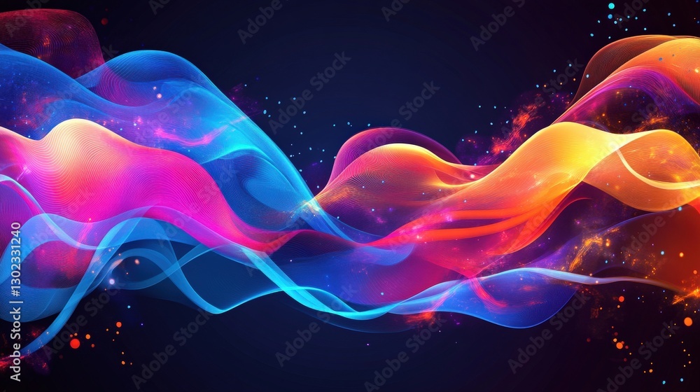 Fototapeta premium Abstract Colorful Waves of Light Flowing in Vibrant Background Illustration
