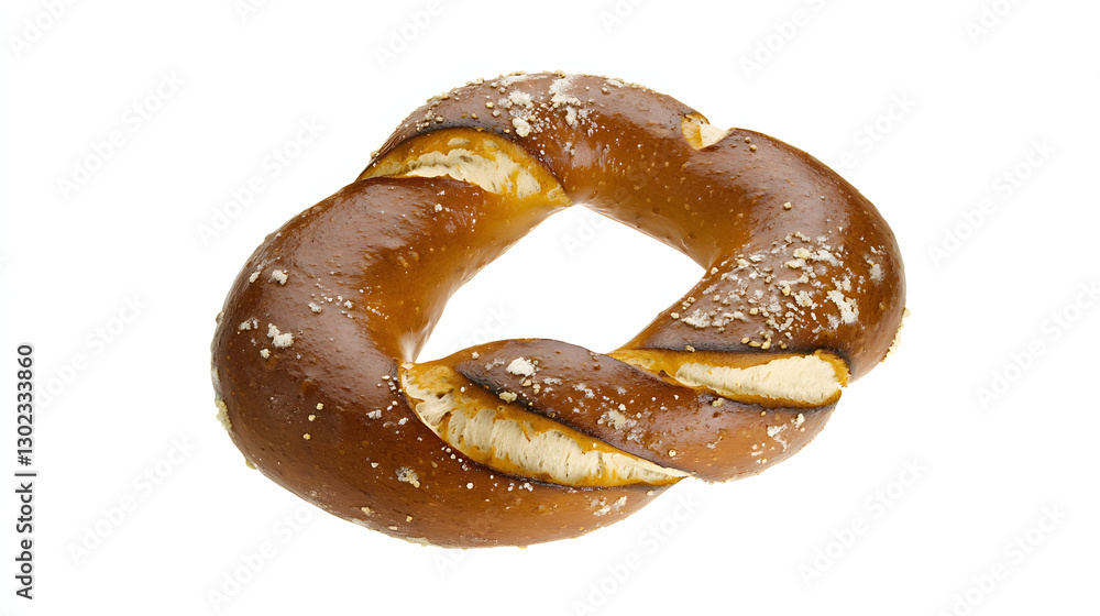 A round, twisted, and salted bread roll