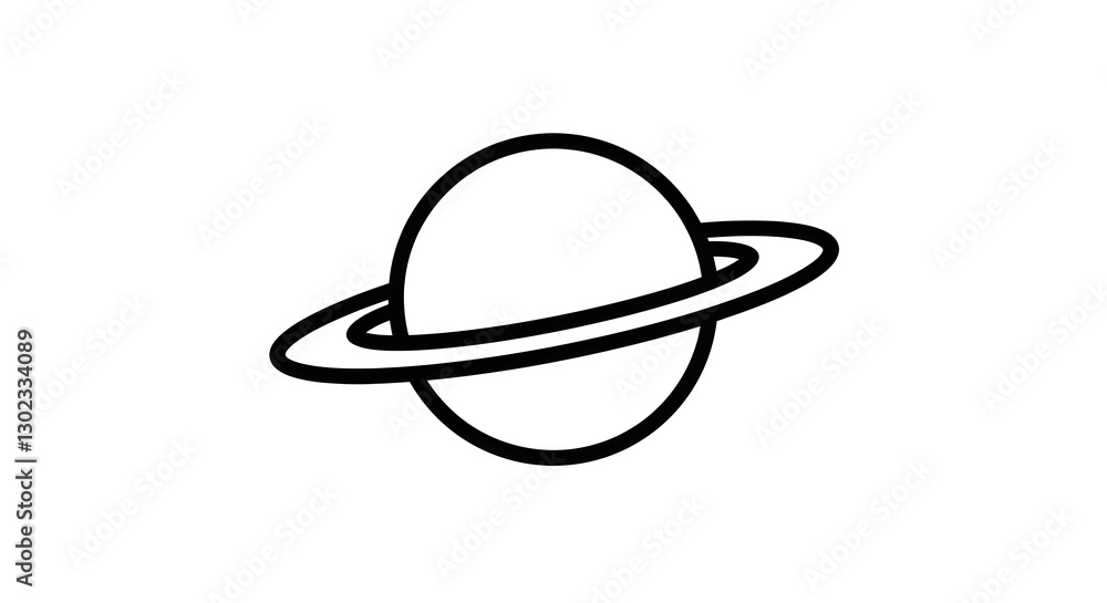 Minimalist Planet with Rings Icon Minimalist Planet with Rings Icon