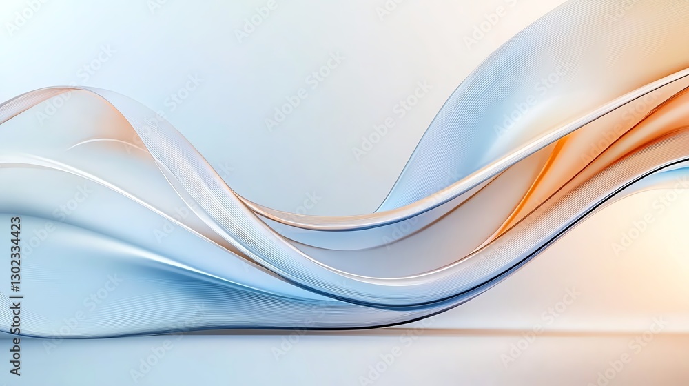 Obraz premium Elegant abstract waves in blue and orange tones, creating a smooth and flowing design ideal for modern backgrounds.