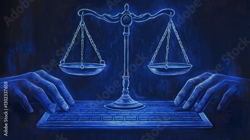 Abstract science and technology concept with laboratory equipment and glowing liquids in a flask and bottle