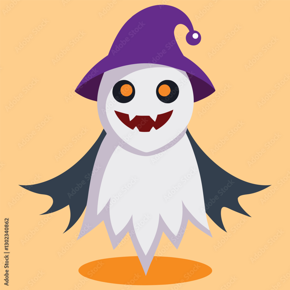Naklejka premium Boo, scary ghost flat vector illustration for Halloween, cartoon character for holiday. 