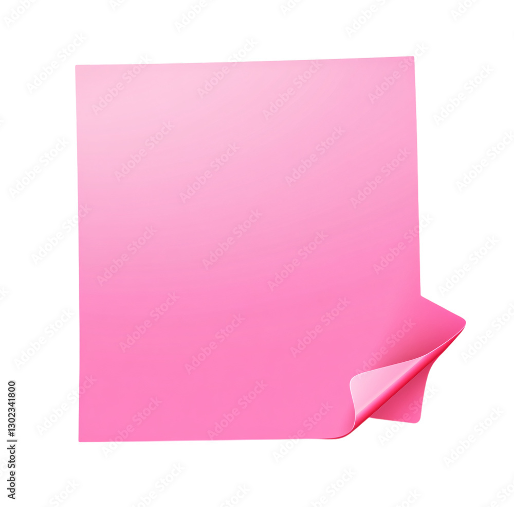 Pink sticky note with a folded corner, isolated on a transparent background Pink sticky note with a folded corner, isolated on a transparent background