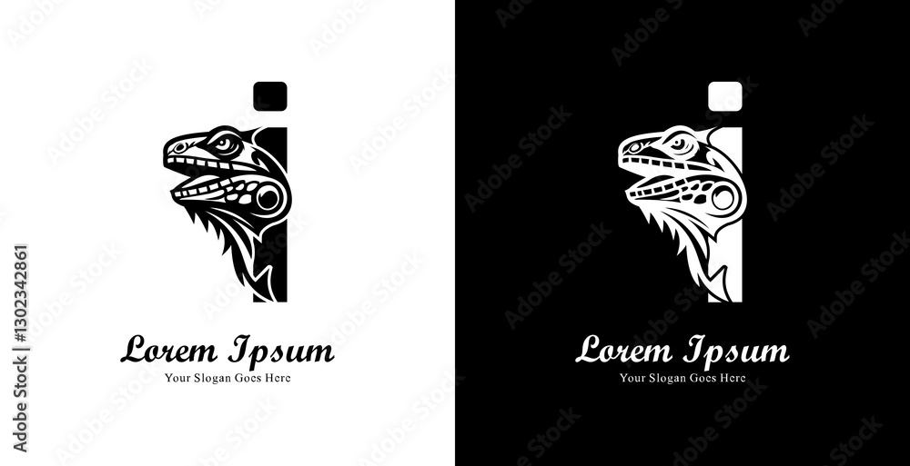 Obraz premium iguana head logo design combined with the letter i