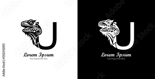 iguana head logo design combined with the letter U