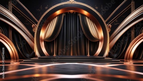 Black golden ceremony award stage venue background.
