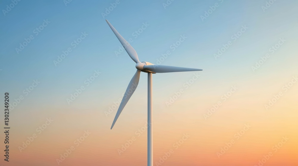 Obraz premium Wind turbine against a colorful sky at sunset. Clean energy concept.