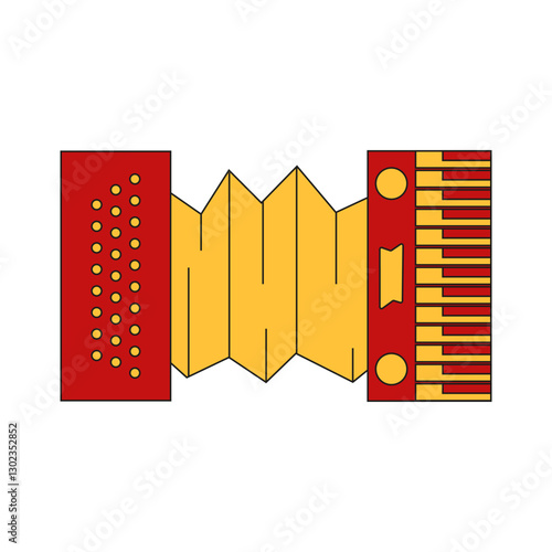 Colorful Accordion vector illustration. Accordion isolated white background. Russian musical instrument. EPS 10