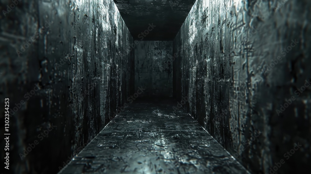 Obraz premium Abstract Dark Passageway of Uncertainty and Reflection in a Minimalist Environment