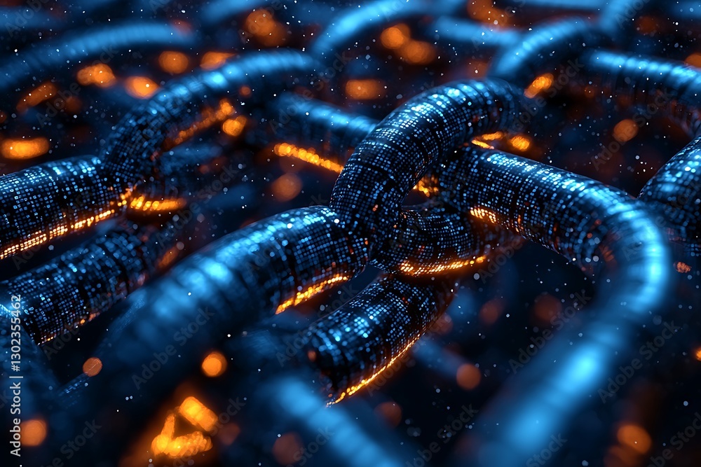 Glowing Digital Chain Network Glowing Digital Chain Network