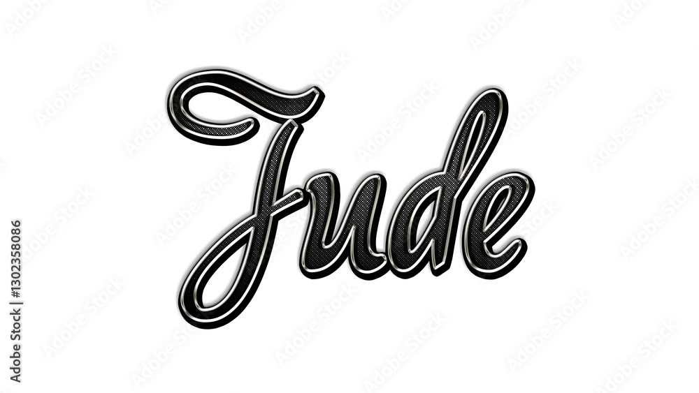 black metal 3d design of name Jude on white background. black metal 3d design of name Jude on white background.