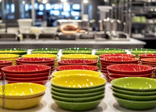 Wallpaper Mural Colorful Stacks Of Ceramic Bowls In A Kitchen Setting Torontodigital.ca