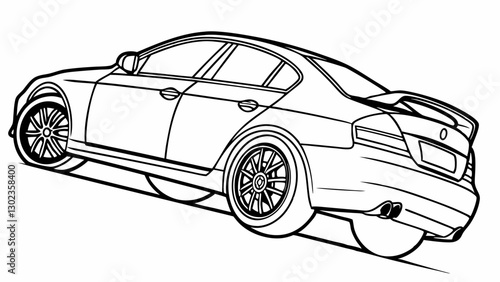 Car sketch. Vector illustration in black and white. Coloring paper, page, book.Car contour. Children's coloring book, color book. Silhouette car