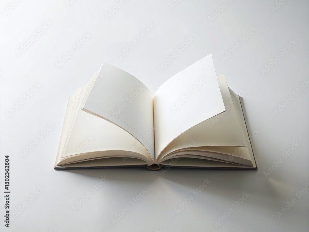 Blank Open Book, White Pages, Clean Mockup for Design, Perfect for Education or Literature Projects Blank Open Book, White Pages, Clean Mockup for Design, Perfect for Education or Literature Projects