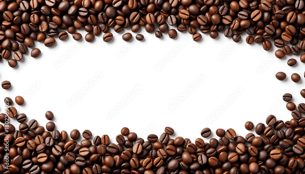 Roasted Coffee Beans Bordering White Space for Text or Graphic Elements Roasted Coffee Beans Bordering White Space for Text or Graphic Elements