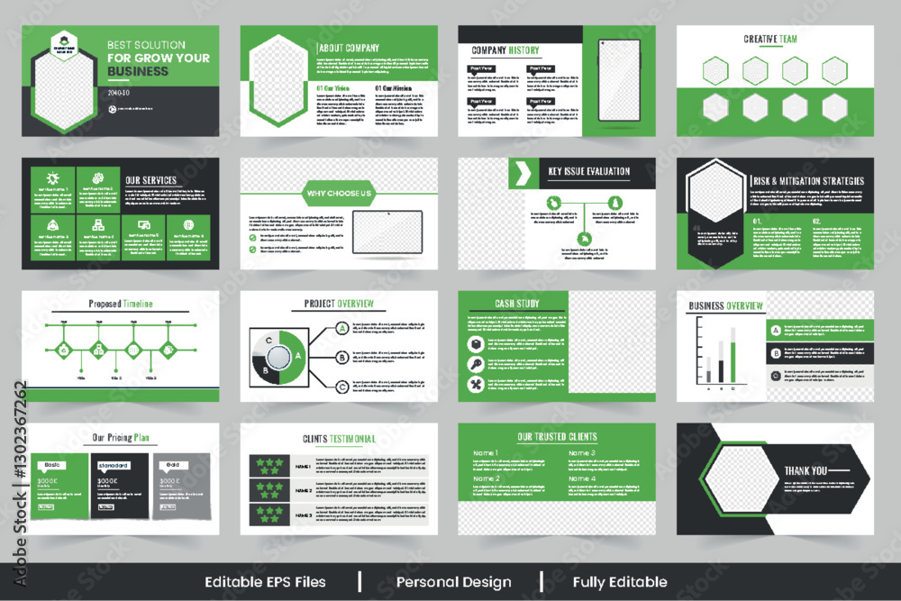 Naklejka premium Business Slide Presentation Template Design, Creative business PowerPoint presentation slides template design.