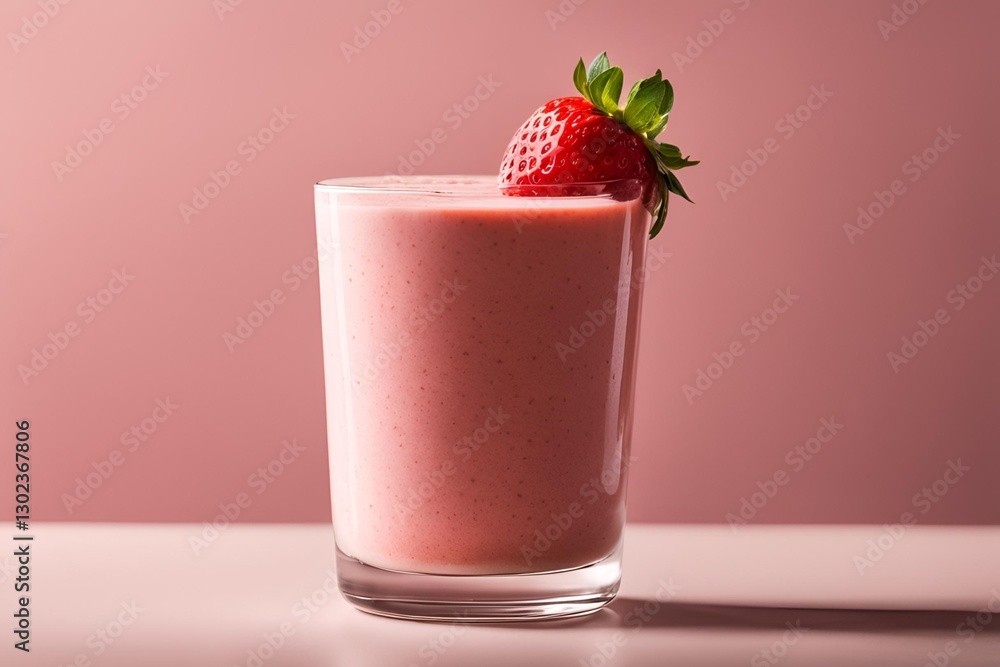 Strawberry smoothie in a glass with a straw, simple clean background. Strawberry smoothie in a glass with a straw, simple clean background.