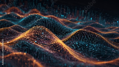 Wallpaper Mural 🌊💻 Futuristic Abstract Digital Wave Flowing Through Big Data – AI, Cyber Tech, Data Stream, Quantum Computing, Neural Networks, Machine Learning, Information Flow & High-Tech Innovation Torontodigital.ca