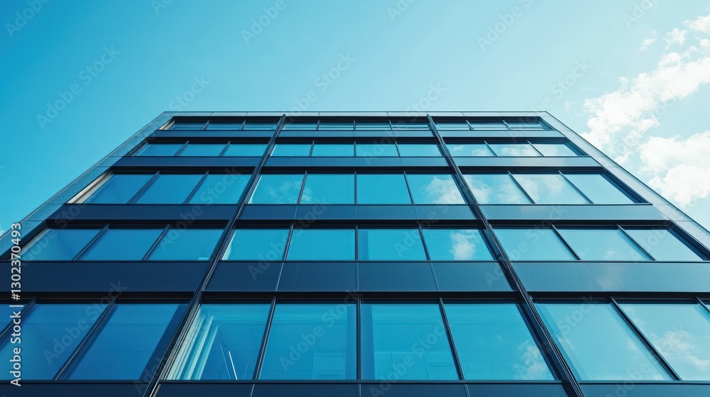 A sleek single-story office building with large windows and a modern facade. A sleek single-story office building with large windows and a modern facade.