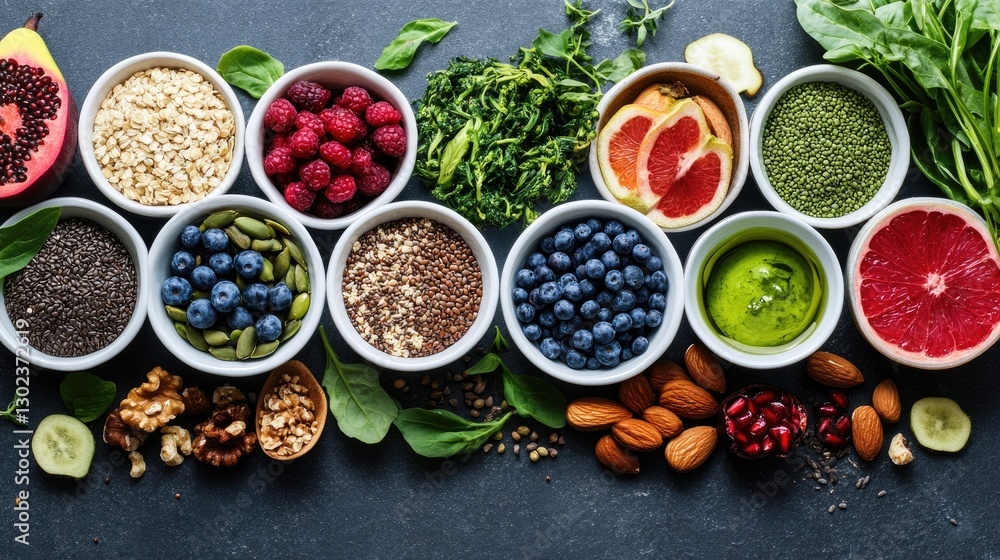 Healthy Food Bowls , A Vibrant Display of Superfoods Healthy Food Bowls , A Vibrant Display of Superfoods