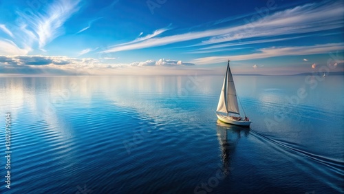 A sailboat navigating through a calm sea with a steady course set towards the horizon, sailing, ocean, sailing