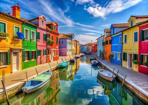 Burano Island, Italy: Colorful Houses and Canals Panorama - Stunning View