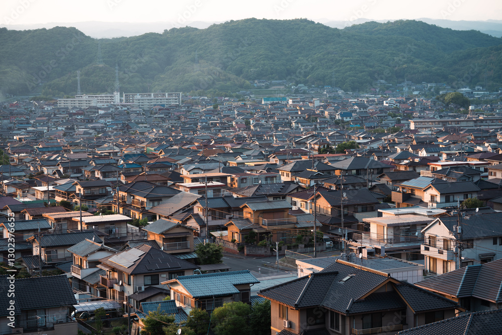 Fototapeta premium A commuter town in western Japan
