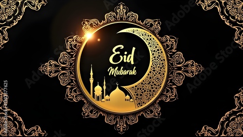 Elegant Eid Mubarak Black and Gold Design