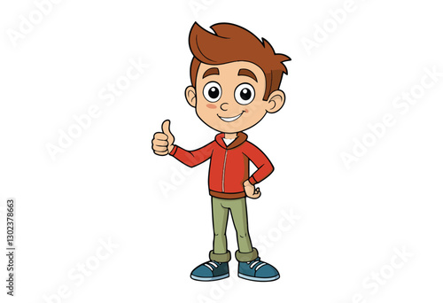 Happy Boy Cartoon in standing position showing thumb