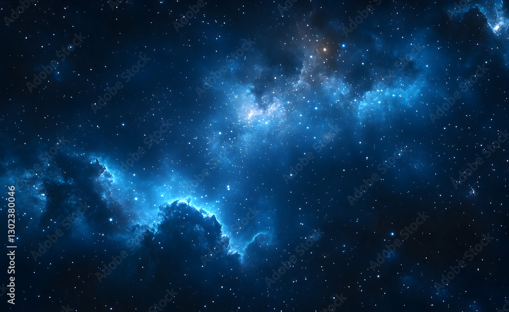 Naklejka premium Mystic Blue Nebula and Starfield, Cosmic Beauty of the Night Sky
