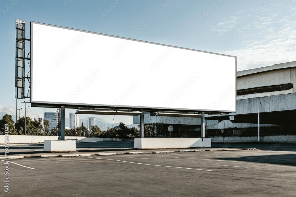 High Resolution of a Large Outdoor Billboard Mockup in a Parking Lot High Resolution of a Large Outdoor Billboard Mockup in a Parking Lot