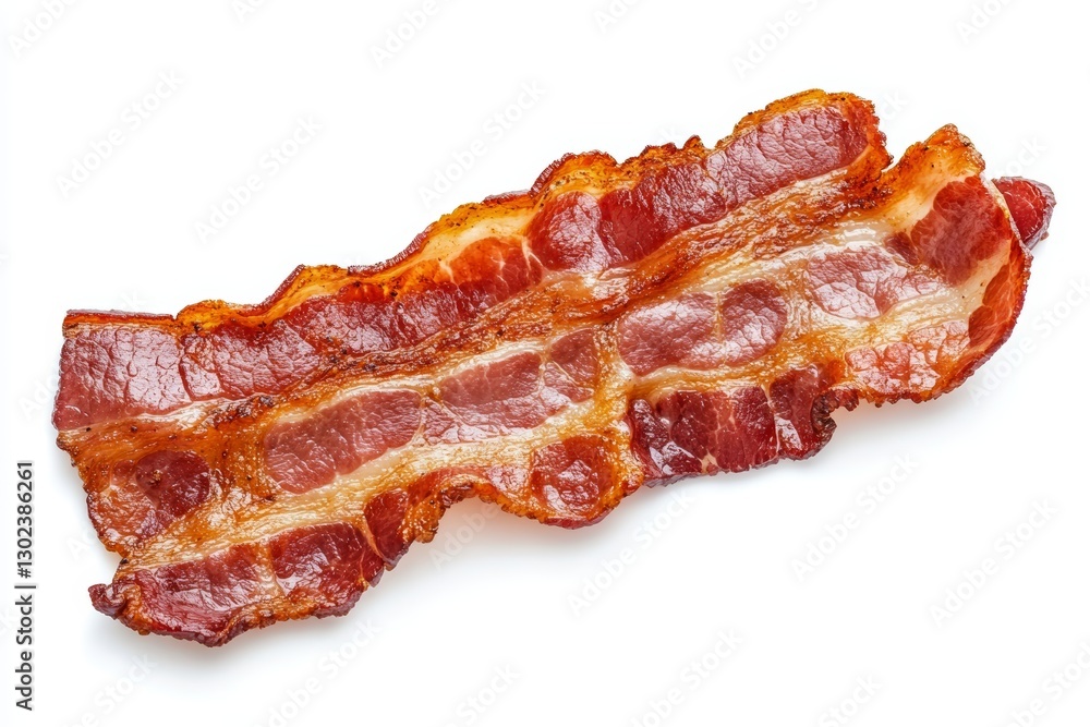 Crispy Bacon Slice on White Background Crispy Bacon Slice on White Background