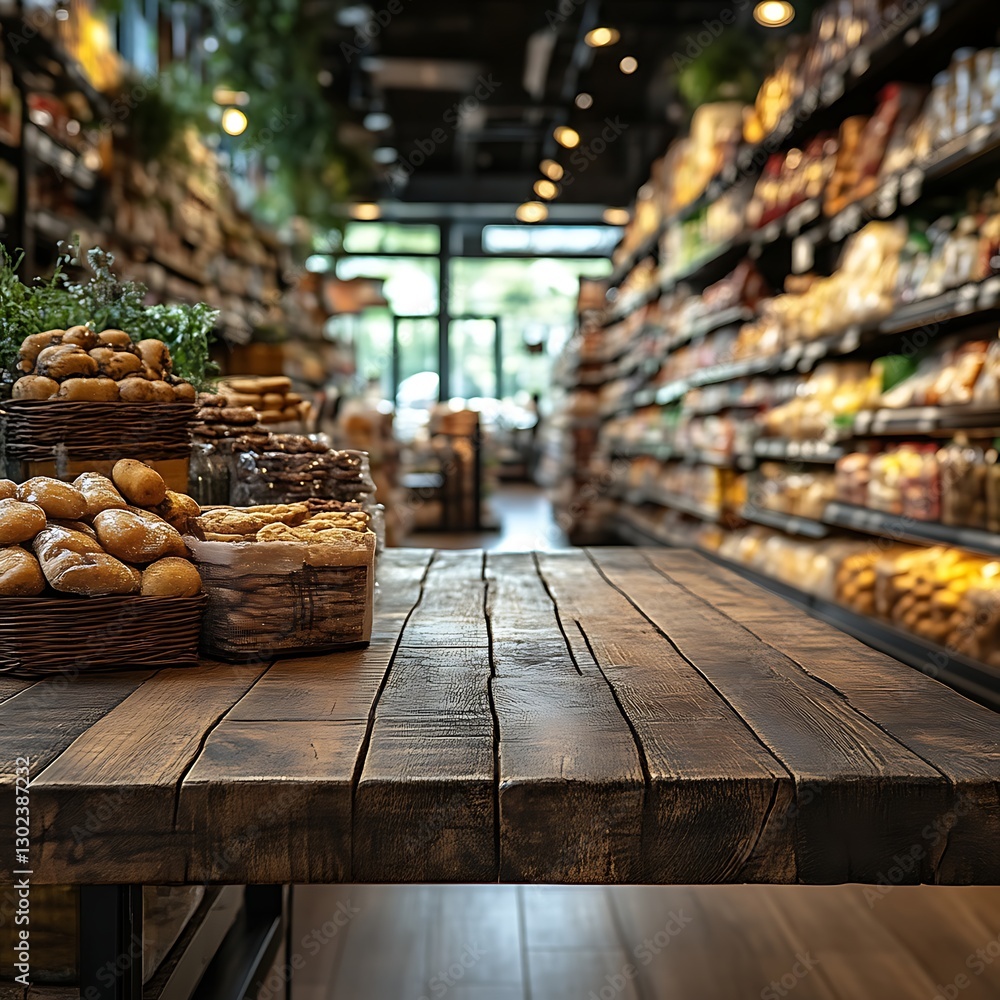Fototapeta premium Breads on a Table in Market Aisle