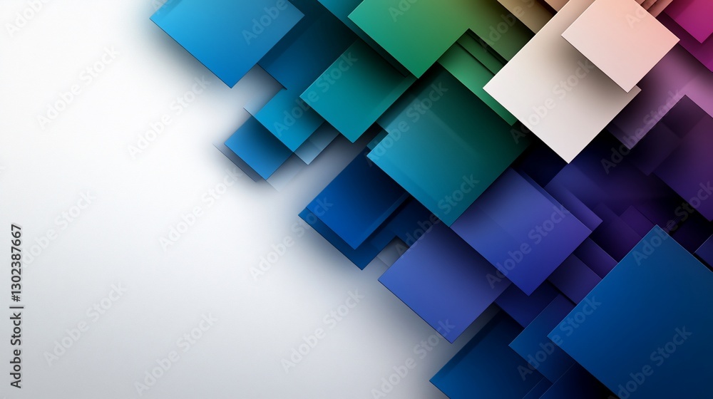 Abstract Colorful Square Design: A vibrant composition of overlapping squares in various shades of blue, green, purple, and white, creating a dynamic and modern aesthetic. Abstract Colorful Square Design: A vibrant composition of overlapping squares in various shades of blue, green, purple, and white, creating a dynamic and modern aesthetic.