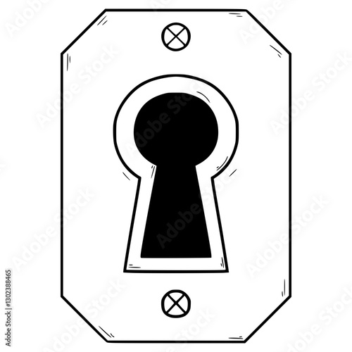 keyhole illustration hand drawn outline vector