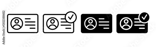 Collection of id card icon sets. with line and flat style. profile, card, text, personal. white background. icon for apps and websites. Vector Illustration.