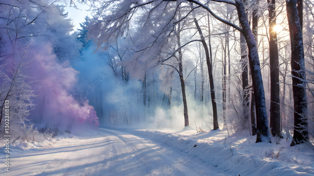 Fototapeta premium winter forest in the morning