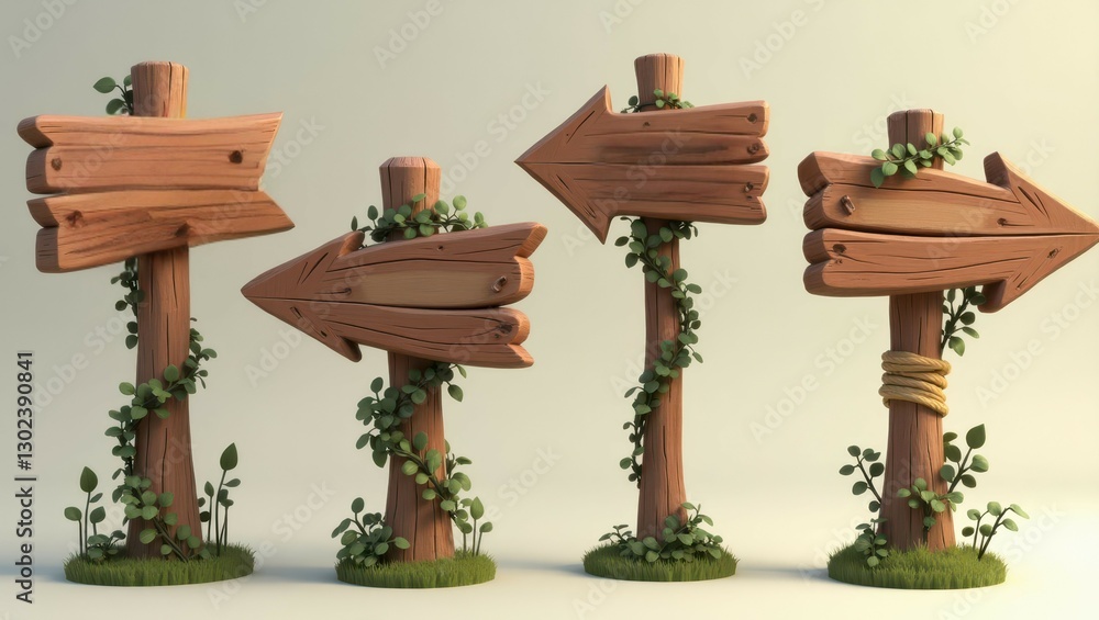 Cartoon Wooden Arrow Signs Rustic Style Game Assets Ivy Pathfinding Nature Blank Signboards Cartoon Wooden Arrow Signs Rustic Style Game Assets Ivy Pathfinding Nature Blank Signboards