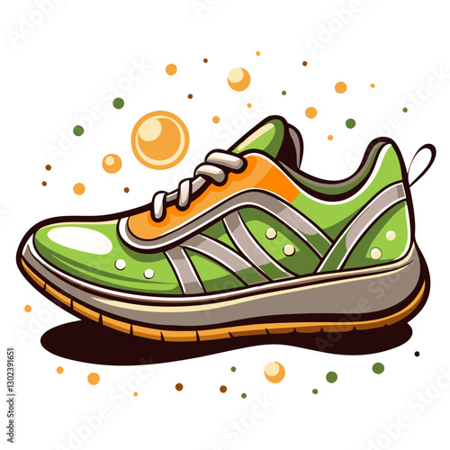 Colorful running shoe with design elements