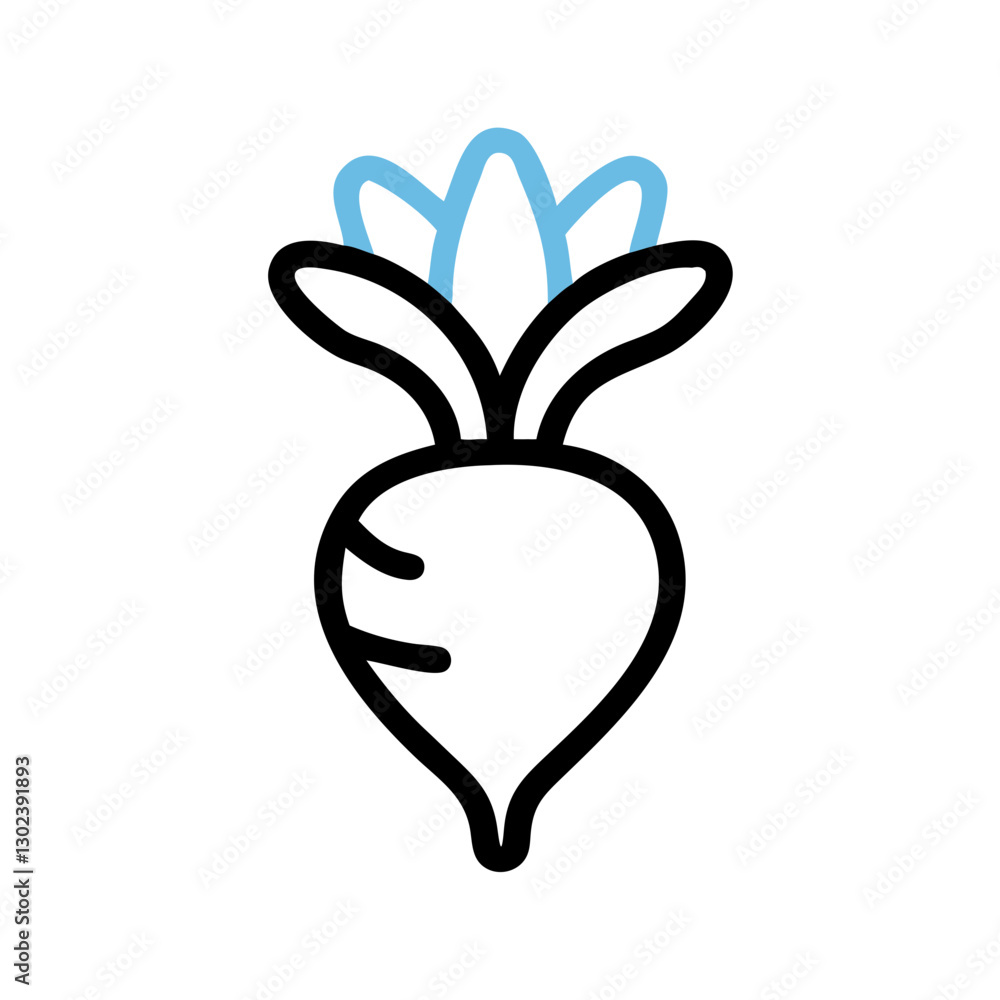 Obraz premium Stylized radish illustration on simple white background