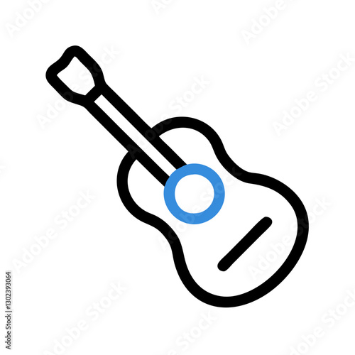 Guitar illustration with blue accents on white background