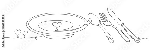 cutlery continuous line art style vector 6